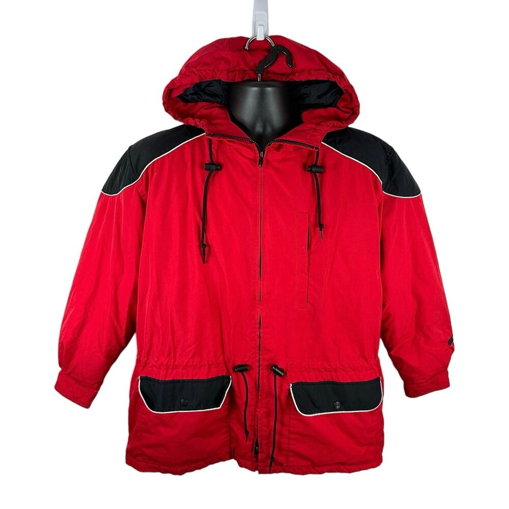 Vintage Ralph Lauren RL 2000 Down Jacket Microft Vixy Red Full Zip Size Small